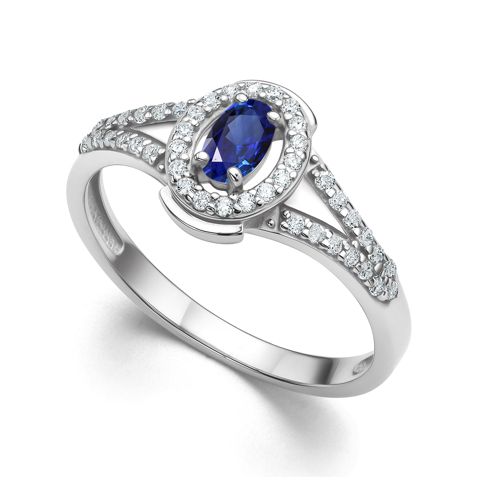 Кольцо из серебра с камнем Фианит, Сапфир г/т фото, цены