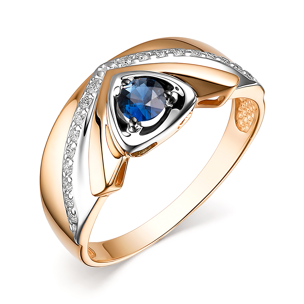 Кольцо из золота с камнем Бриллиант, Сапфир фото, цены