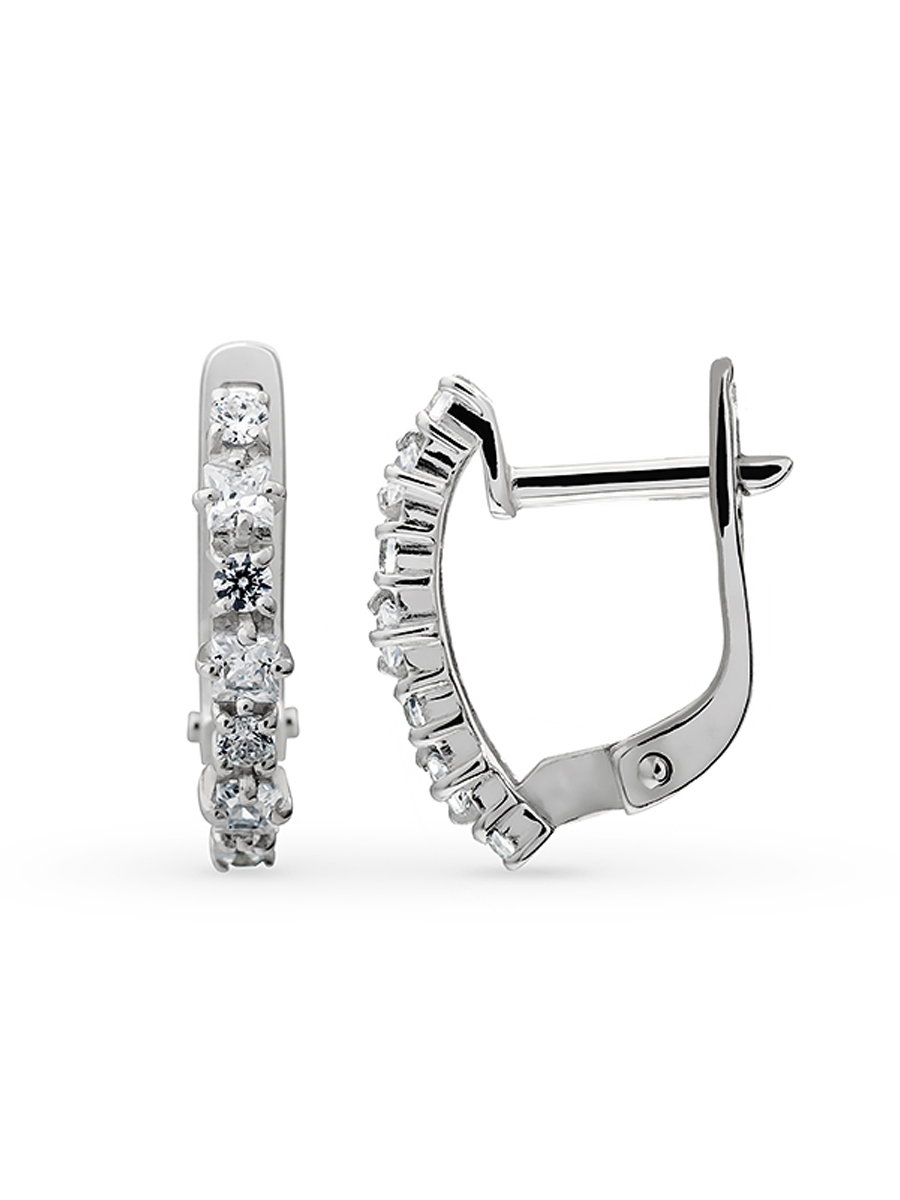 Серьги из серебра с камнем Фианит фото, цены