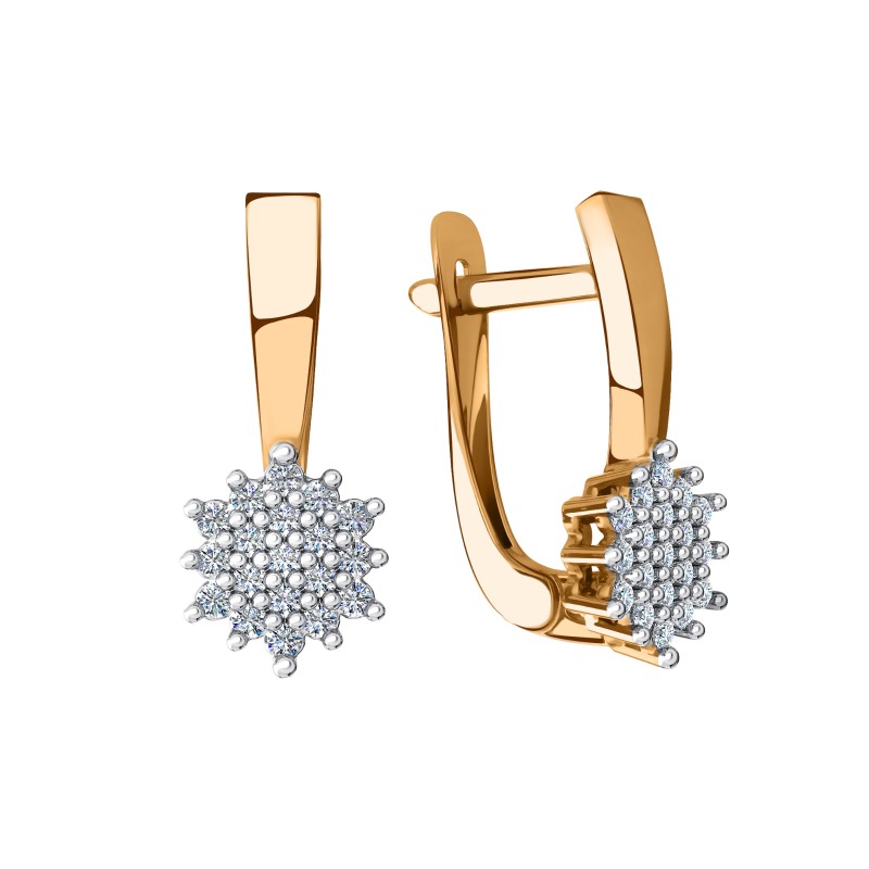 Серьги из золота с камнем Фианит фото, цены