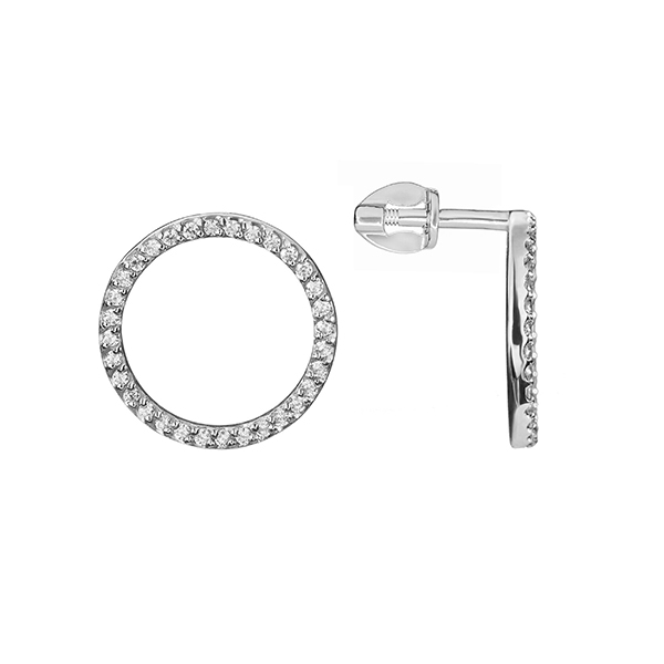 Серьги из серебра с камнем Фианит фото, цены