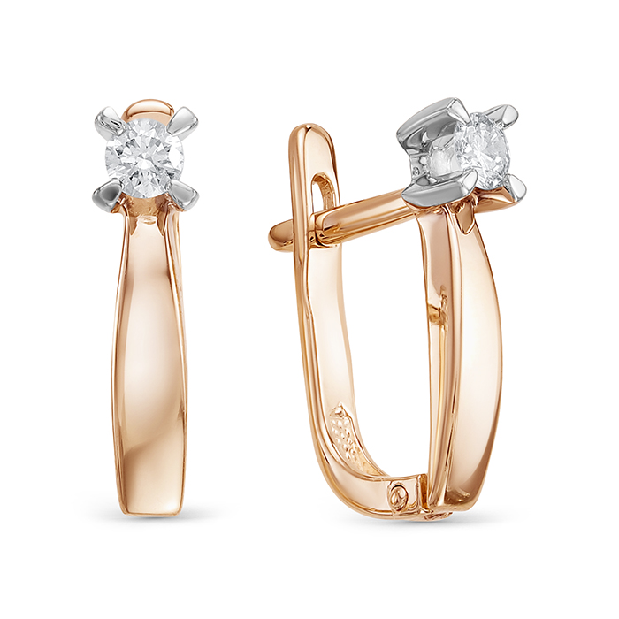 Серьги из золота с камнем Бриллиант фото, цены