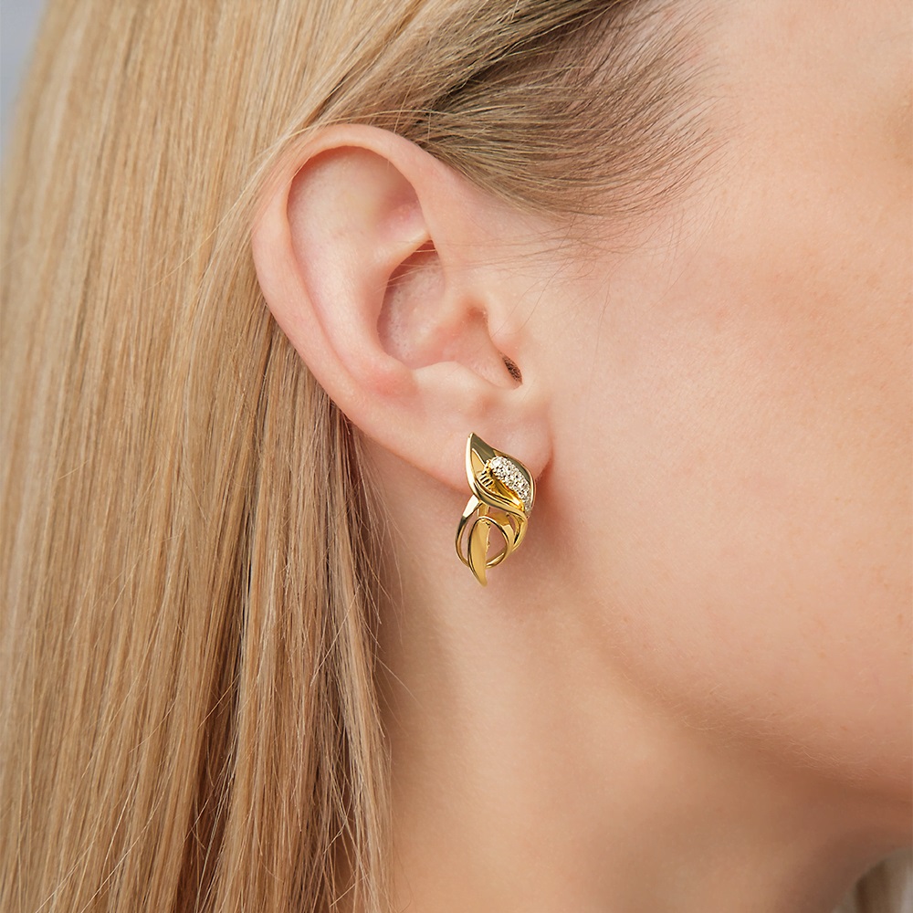 Серьги из золота с камнем Фианит фото, цены