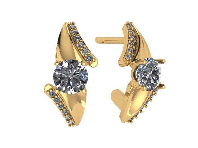 Серьги из золота с камнем Фианит фото, цены