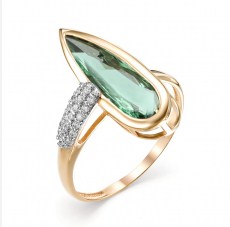 Кольцо из золота с камнем Фианит, Турмалин синт. фото, цены