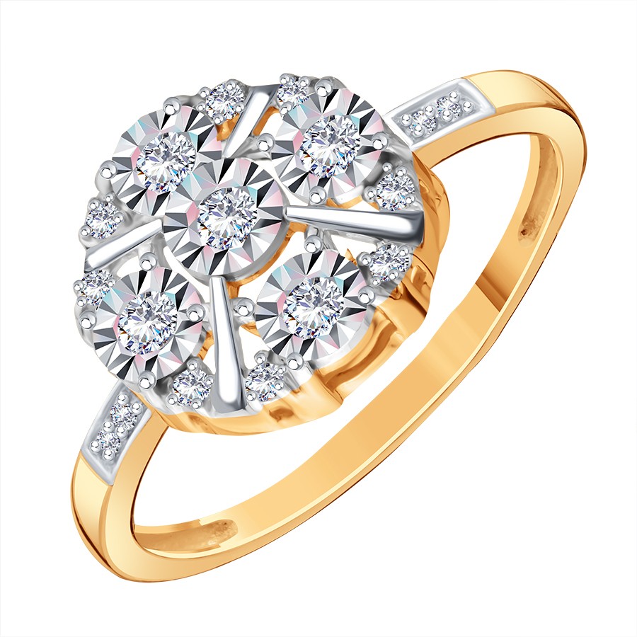 Кольцо из золота с камнем Бриллиант фото, цены