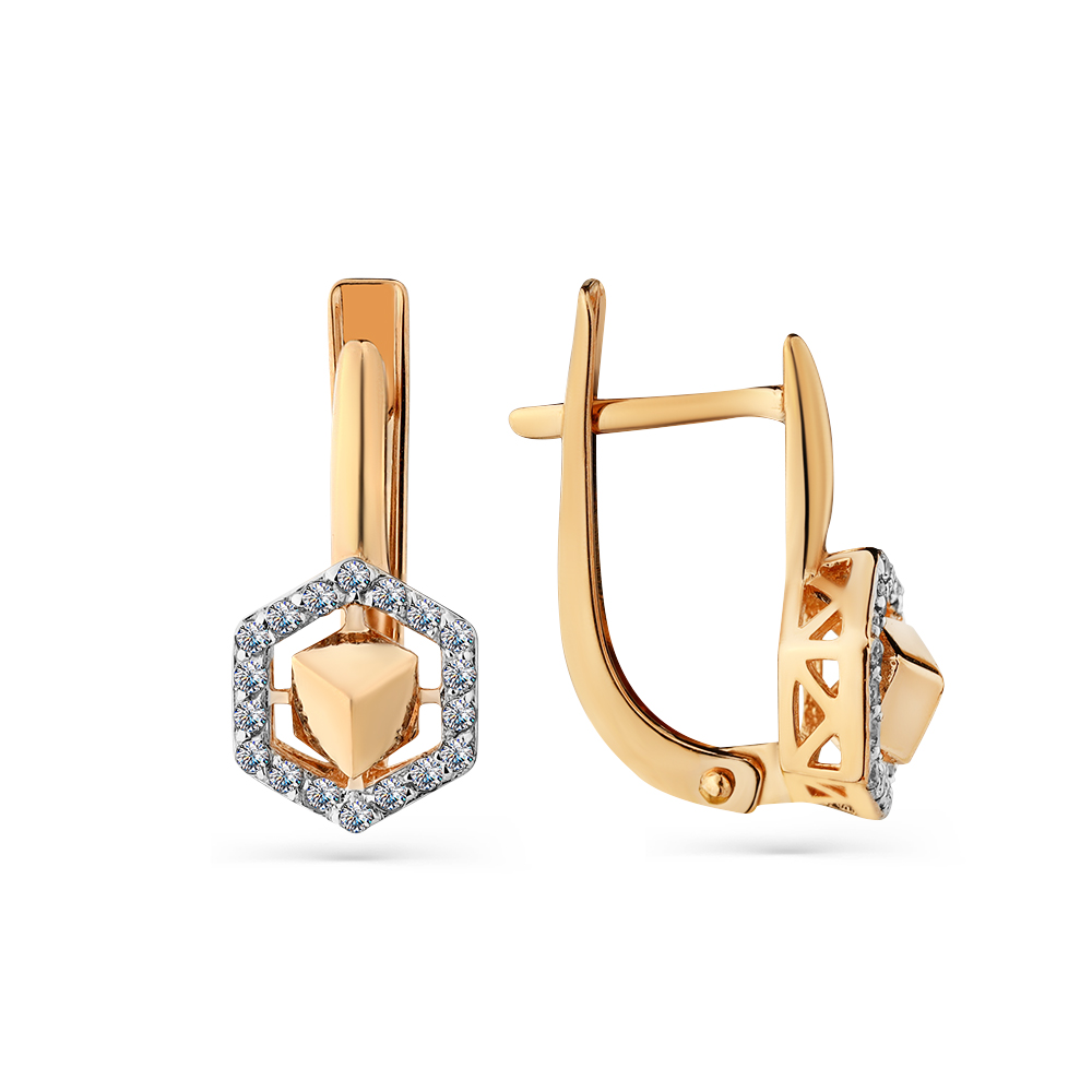 Серьги из золота с камнем Фианит фото, цены