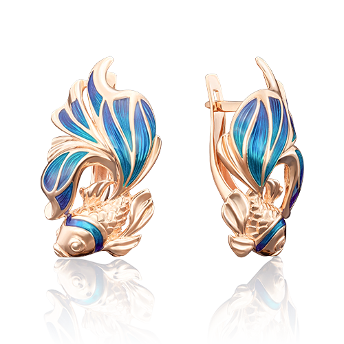 Серьги из золота с камнем вставками эмали фото, цены