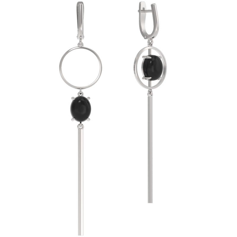 Серьги из серебра с камнем Агат фото, цены