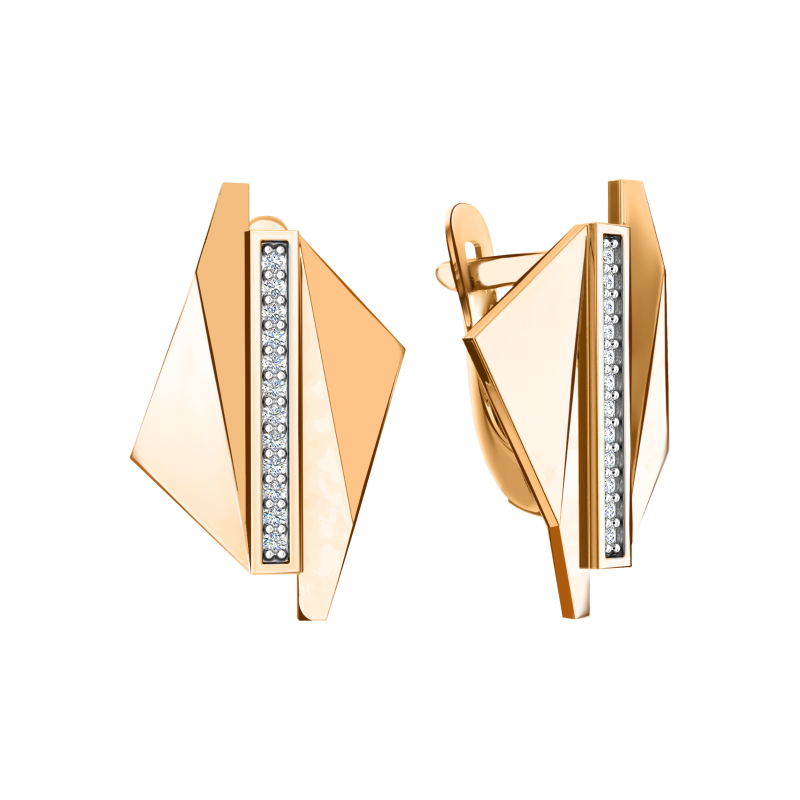 Серьги из золота с камнем Фианит фото, цены