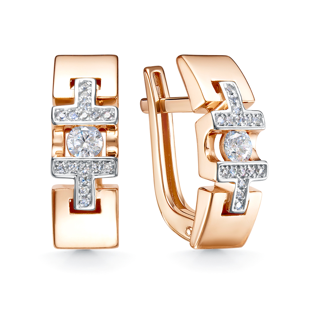 Серьги из золота с камнем Фианит фото, цены