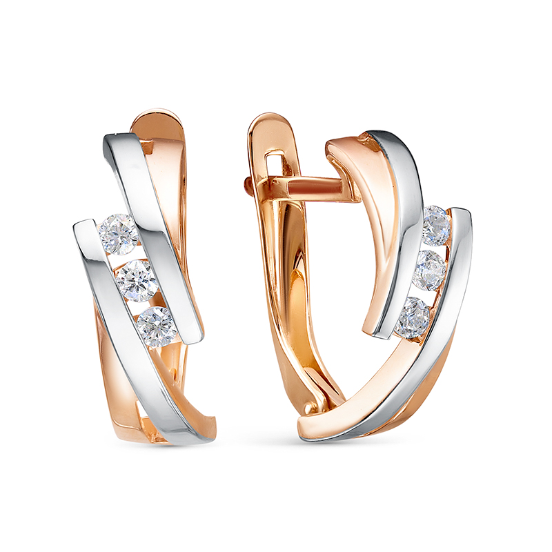 Серьги из золота с камнем Фианит фото, цены