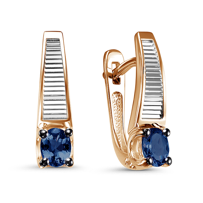Серьги из золота с камнем Сапфир фото, цены