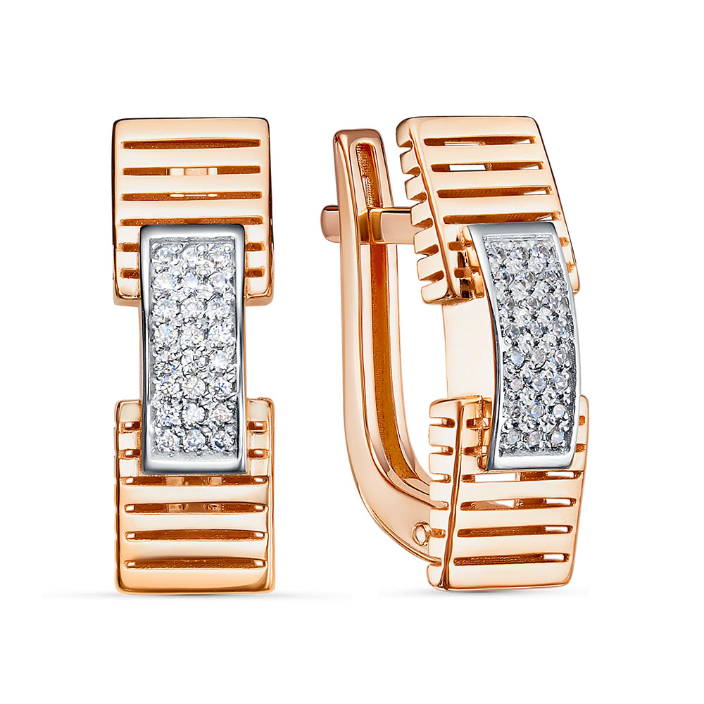 Серьги из золота с камнем Фианит фото, цены