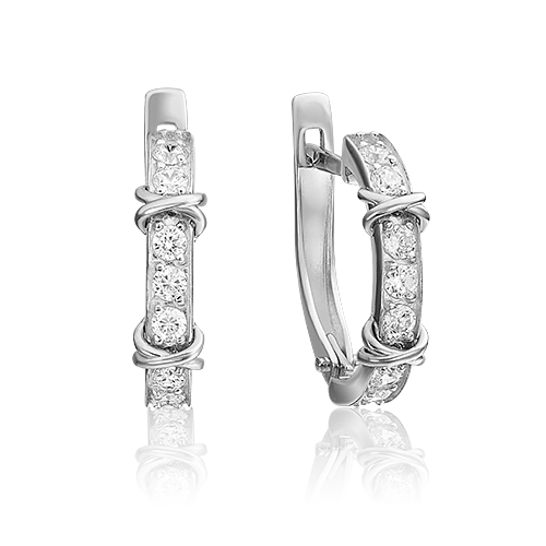 Серьги из золота с камнем Фианит фото, цены