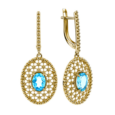 Серьги из золота с камнем Топаз фото, цены