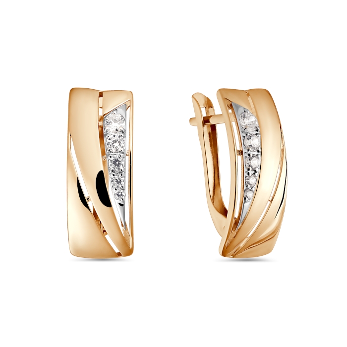 Серьги из золота с камнем Фианит фото, цены