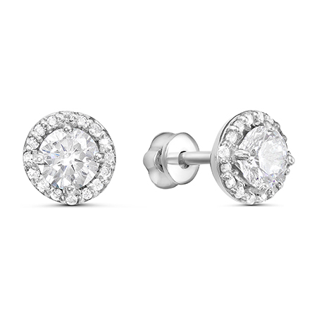 Пуссеты из серебра с камнем Фианит фото, цены