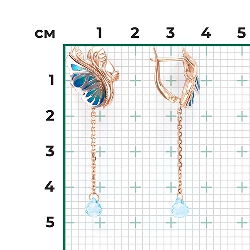 Серьги из золота с камнем Топаз, вставками эмали фото, цены