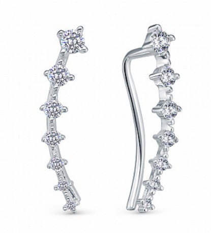 Серьги из серебра с камнем Фианит фото, цены