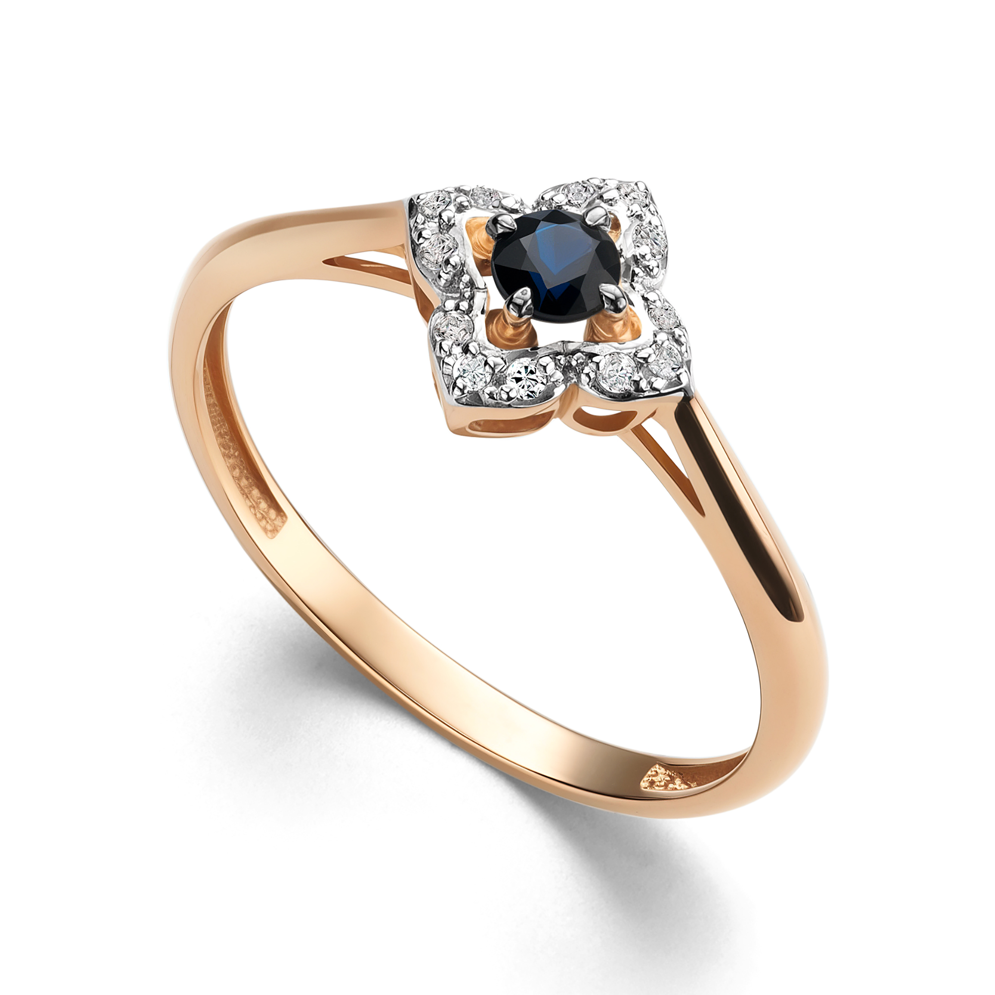 Кольцо из золота с камнем Бриллиант, Сапфир фото, цены