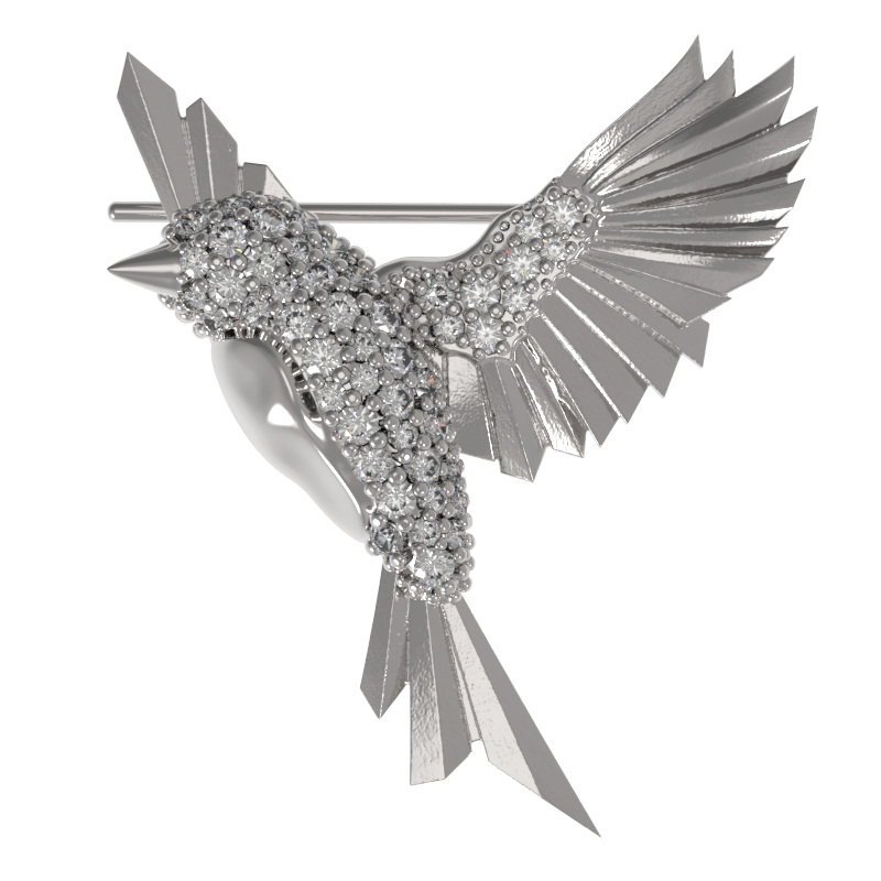 Брошь из серебра с камнем Фианит фото, цены