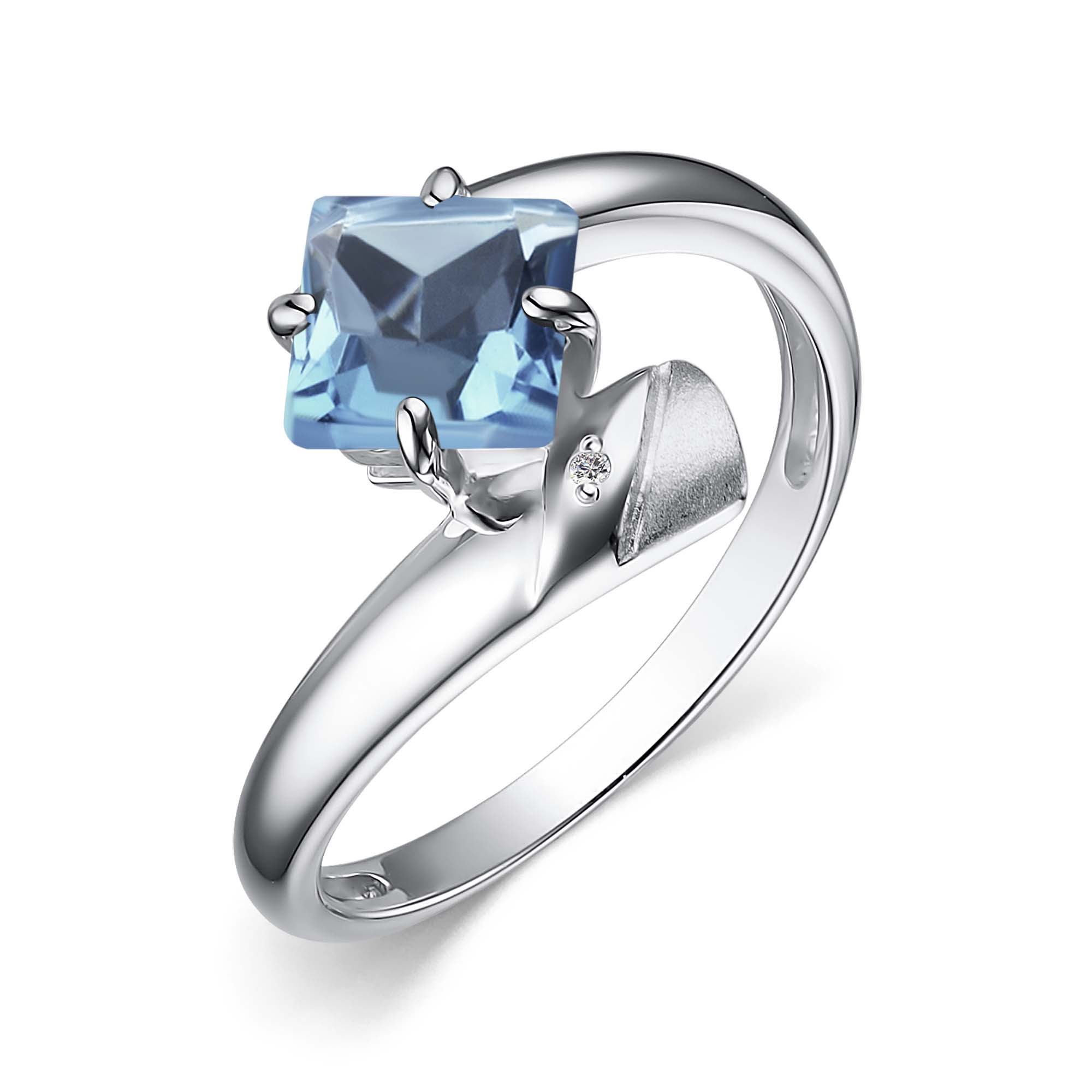 Кольцо из серебра с камнем Топаз, Бриллиант фото, цены