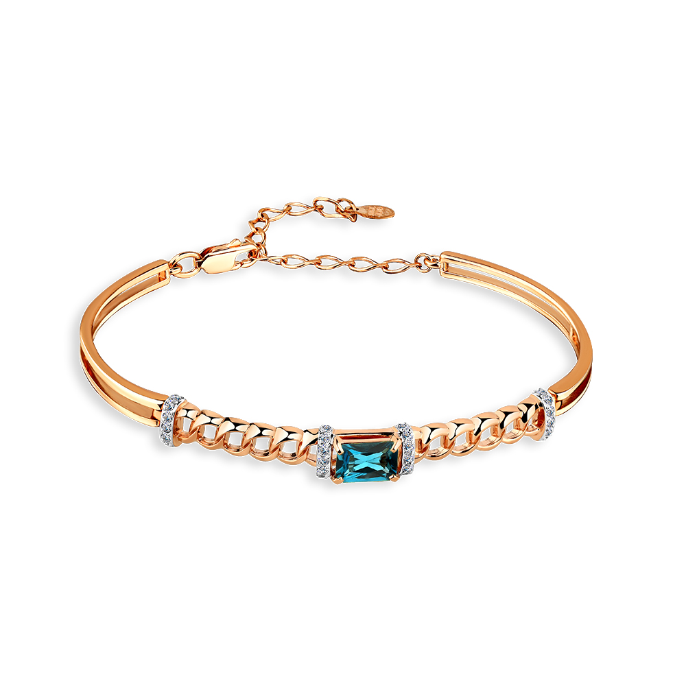 Браслет из золота с камнем Лондон топаз, Фианит фото, цены