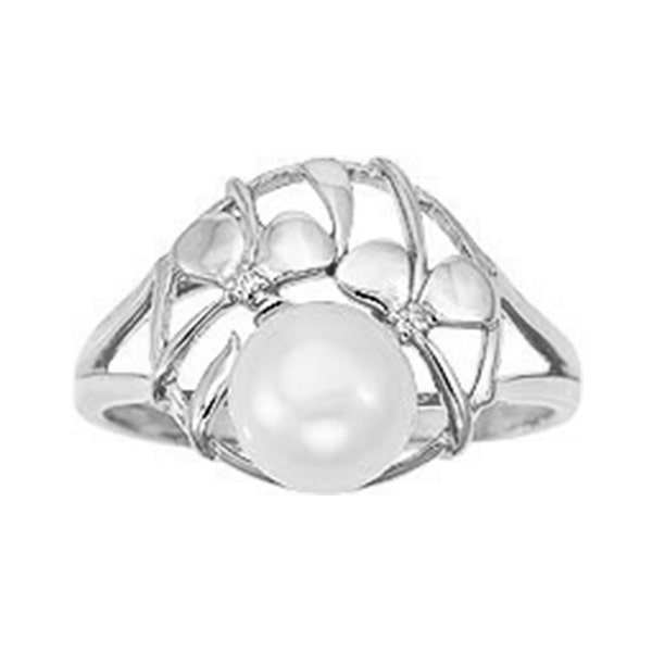 Кольцо из серебра с камнем Жемчуг, Фианит фото, цены