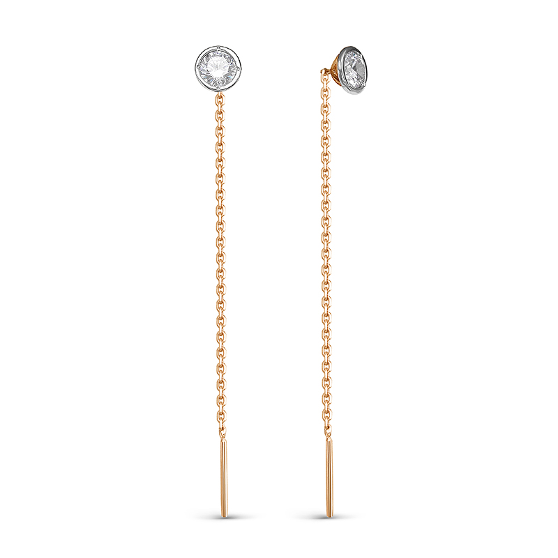 Продевки из золота с камнем Фианит фото, цены