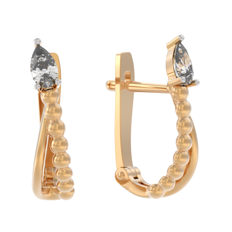 Серьги из золота с камнем Фианит фото, цены