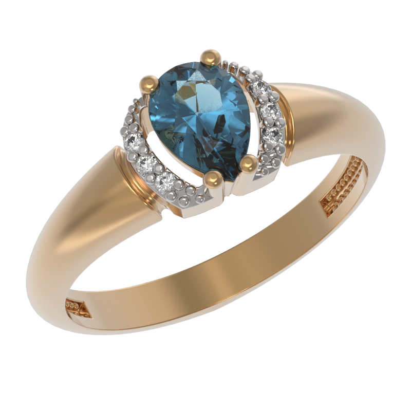 Кольцо из золота с камнем Топаз, Фианит фото, цены