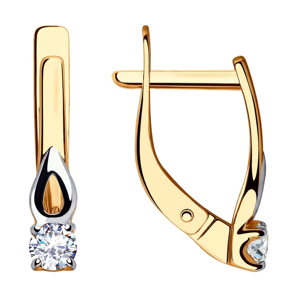 Серьги из золота с камнем Фианит фото, цены