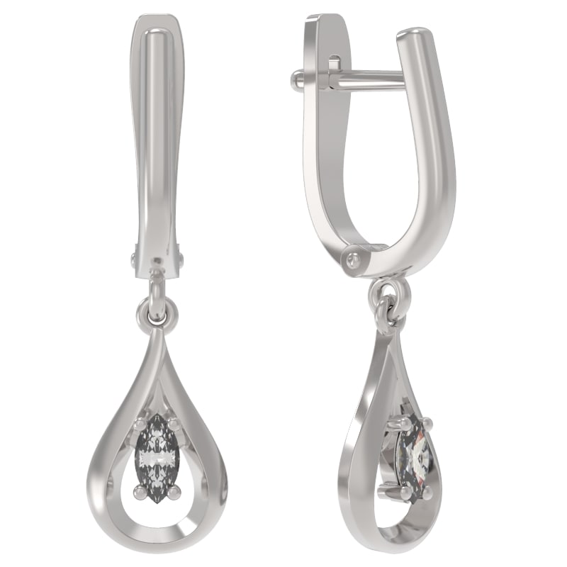 Пуссеты из серебра с камнем Фианит фото, цены