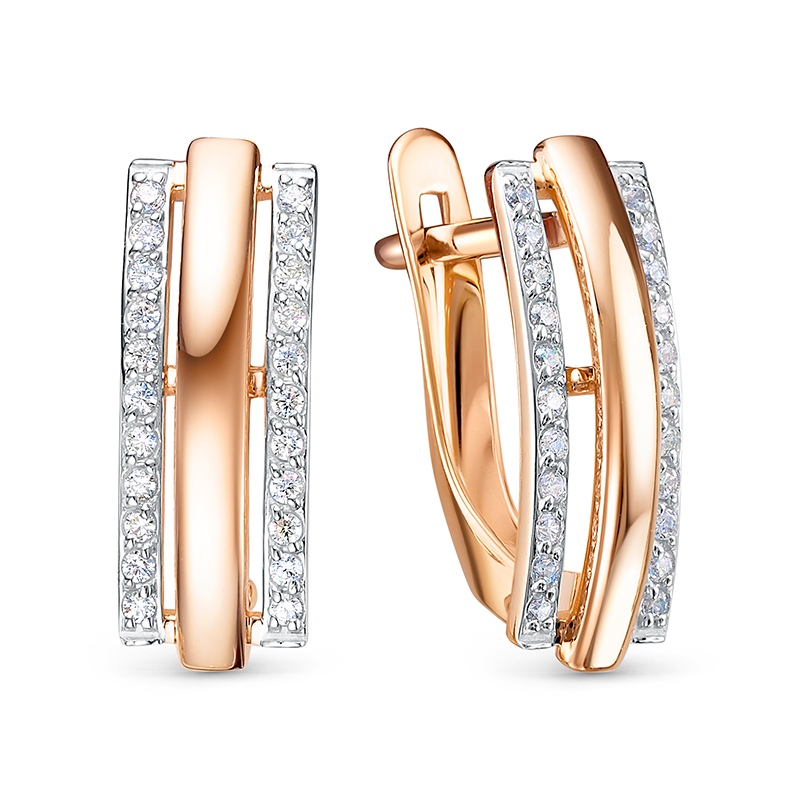 Серьги из золота с камнем Фианит фото, цены