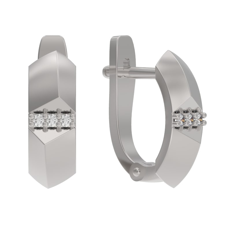 Серьги из серебра с камнем Фианит фото, цены