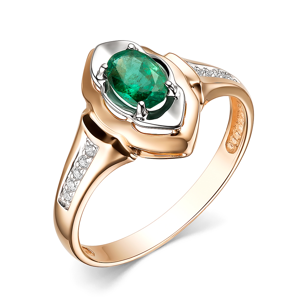 Кольцо из золота с камнем Бриллиант, Изумруд фото, цены