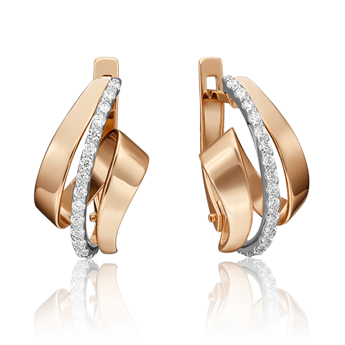 Серьги из золота с камнем Фианит фото, цены