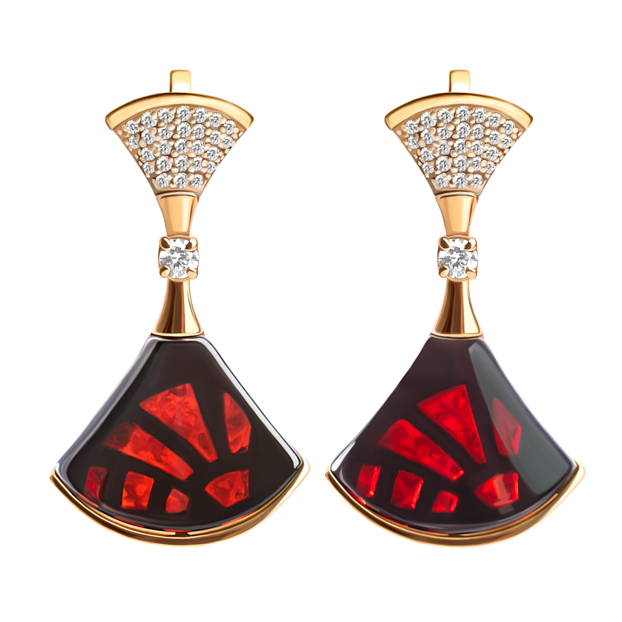 Серьги из серебра с камнем Фианит, Янтарь фото, цены