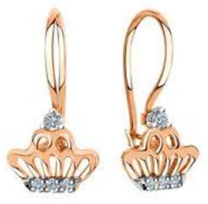 Серьги из золота с камнем Фианит фото, цены