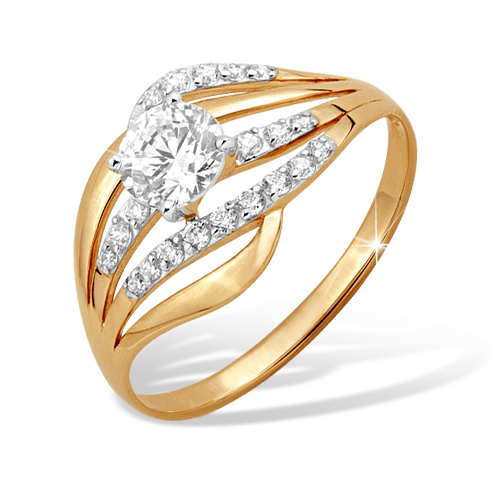 Кольцо из золота с камнем Фианит фото, цены