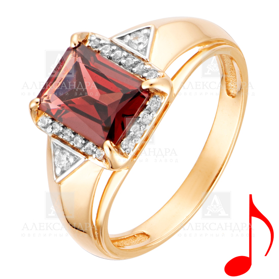 Кольцо из золота с камнем Фианит, Турмалин синт. фото, цены
