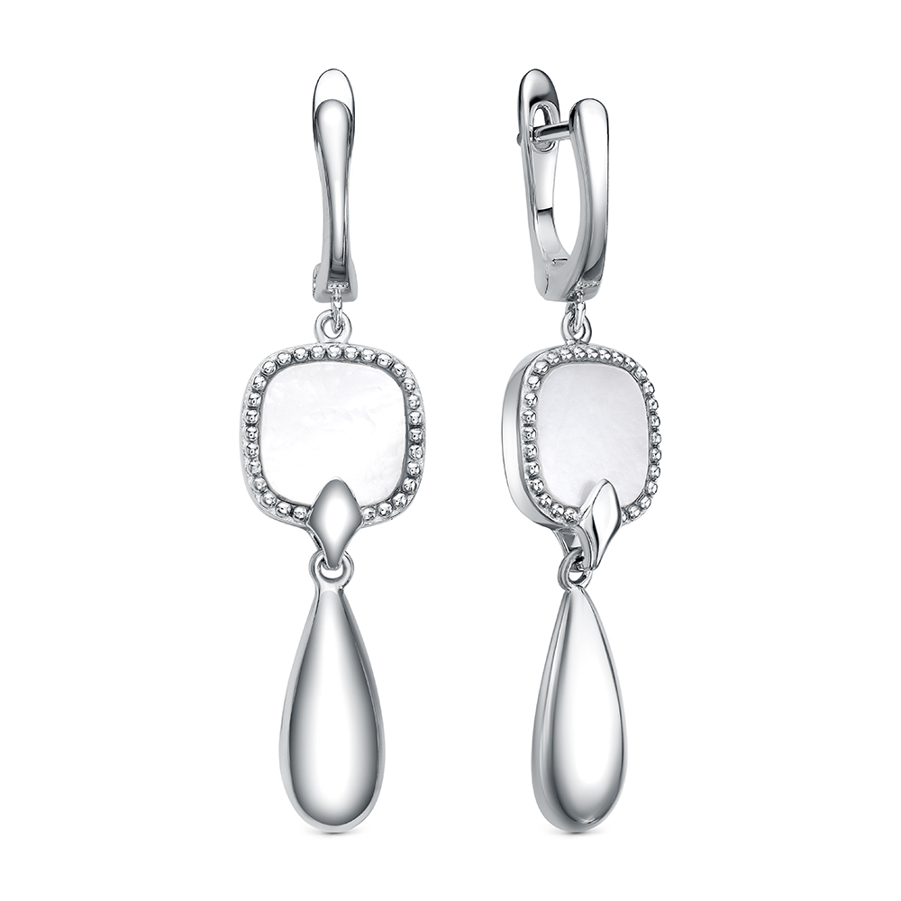 Серьги из серебра с камнем Перламутр фото, цены