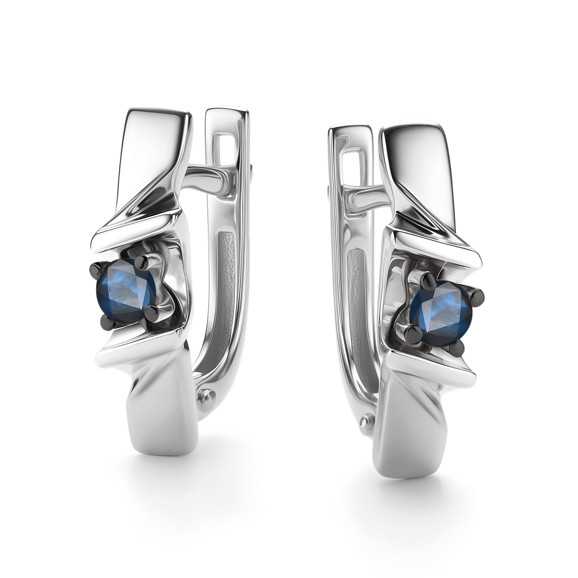 Серьги из золота с камнем Сапфир фото, цены