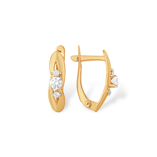 Серьги из золота с камнем Фианит фото, цены