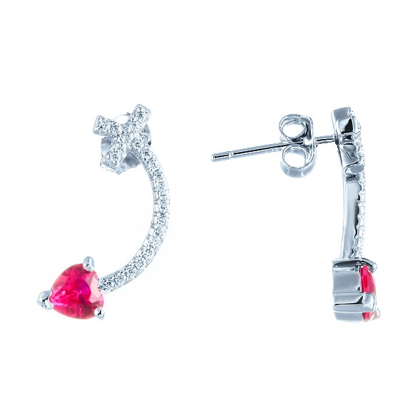 Серьги из серебра с камнем Циркон, Рубин синт фото, цены