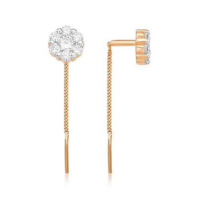 Продевки из золота с камнем Фианит фото, цены