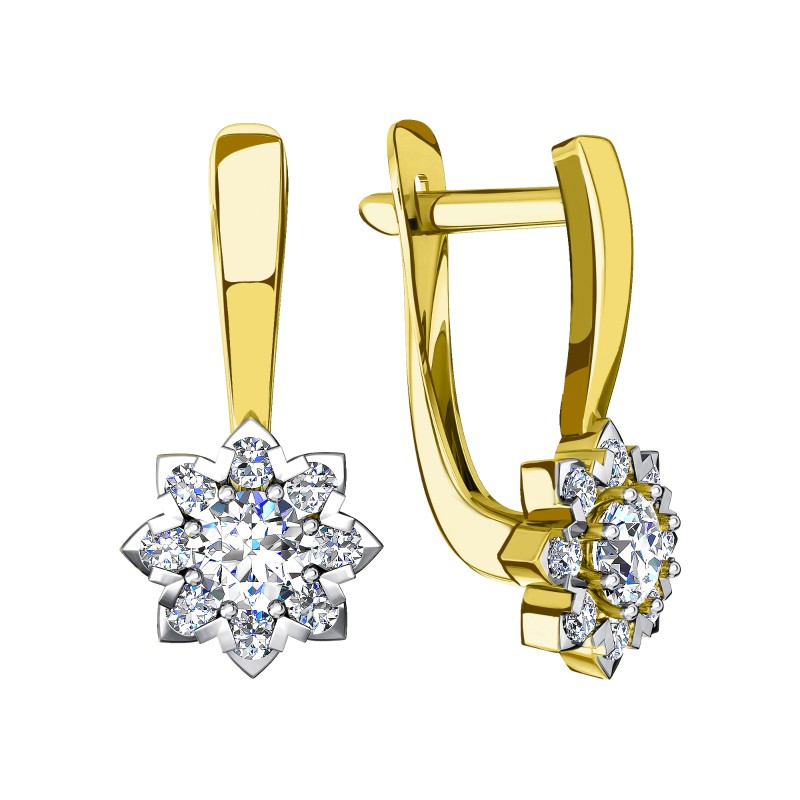 Серьги из золота с камнем Фианит фото, цены