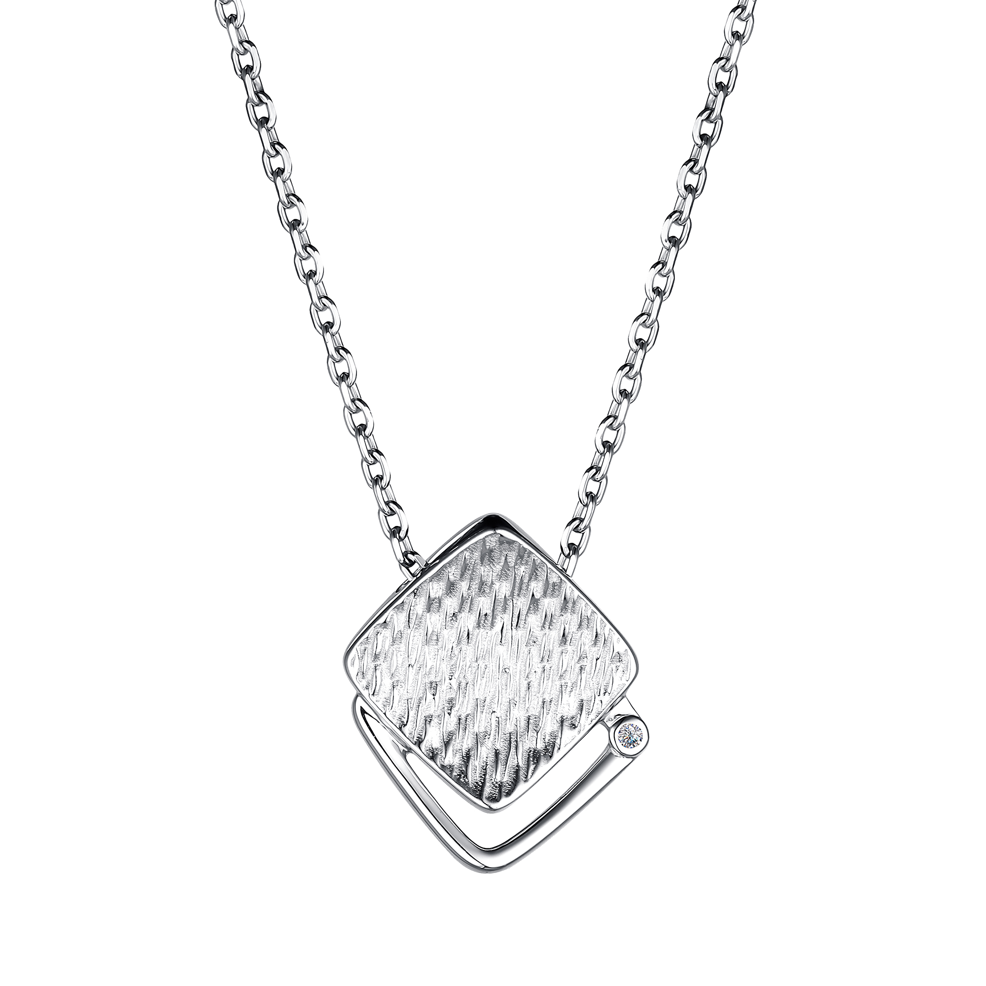 Колье из серебра с камнем Бриллиант фото, цены