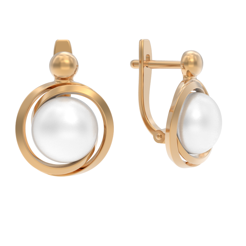 Серьги из золота с камнем Жемчуг фото, цены